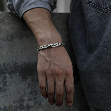 THAI SILVER Men's Braided Bangle